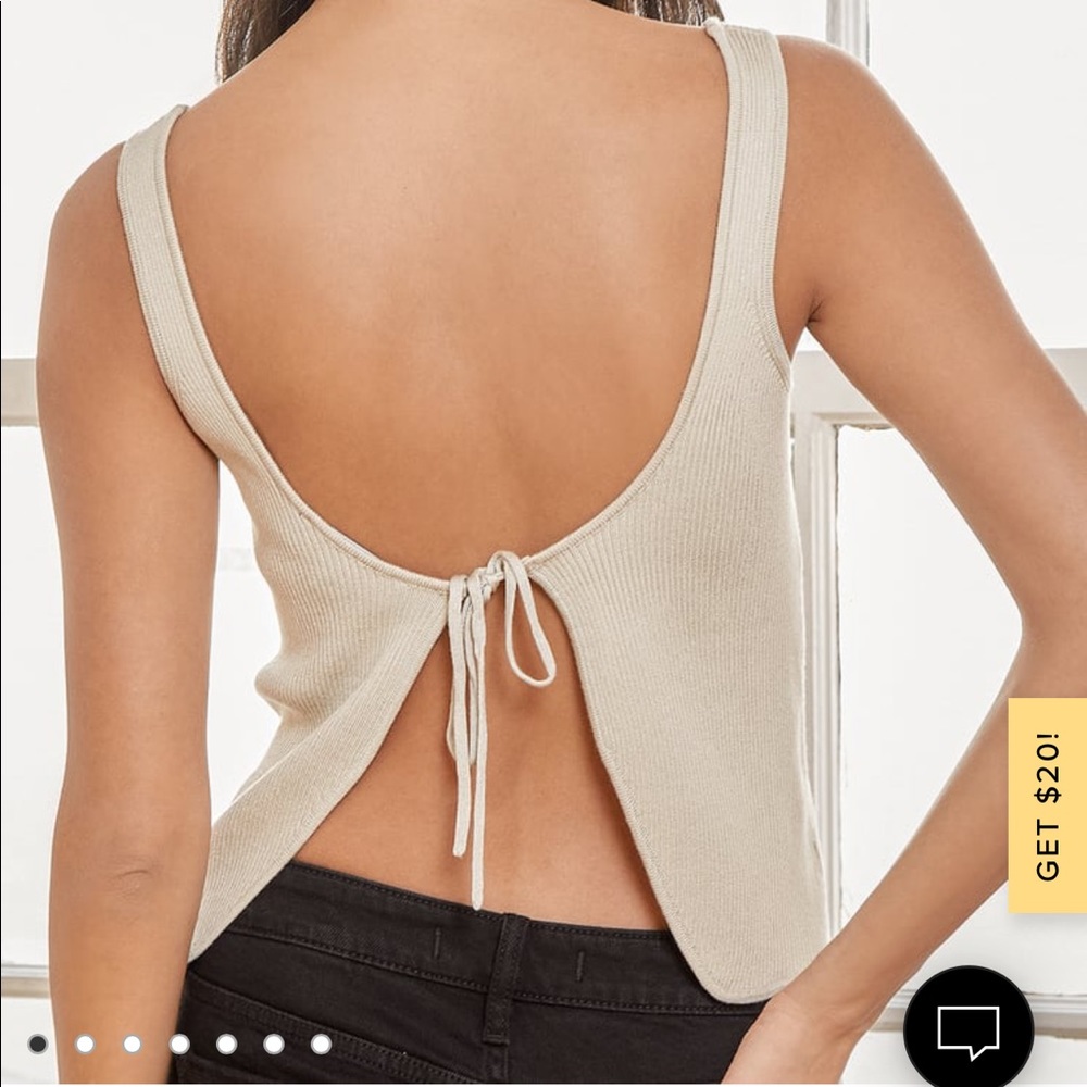 NWT Lulu’s Beige You and Tie Ribbed Tie Back Tank Top